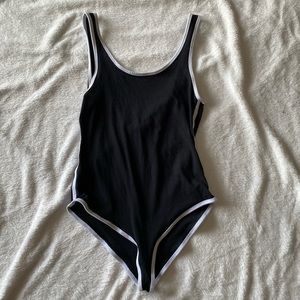 Pull & Bear Black and White Sporty Tank Bodysuit